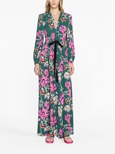 DVF Diane von Furstenberg floral-print belted maxi dress - Groen