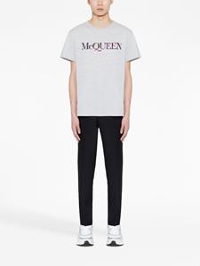 Alexander McQueen logo-embroidered cotton T-shirt - Grijs