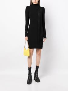 Stella McCartney asymmetric fringed knitted dress - Zwart