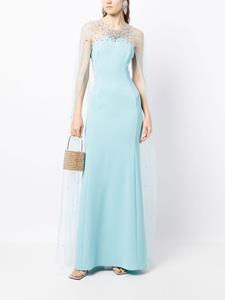 Jenny Packham Avondjurk verfraaid met kristallen - Blauw