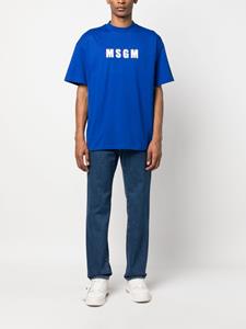 MSGM logo-print cotton T-shirt - Blauw