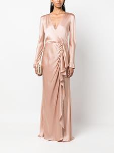 Alberta Ferretti draped wrap-effect satin maxi dress - Roze