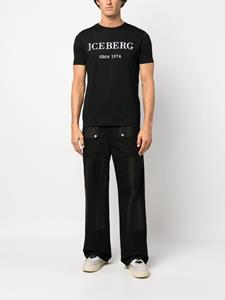 Iceberg logo-embroidered cotton T-shirt - Zwart