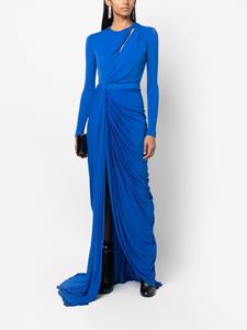 Alexander McQueen cascading pleats long-sleeve gown - Blauw
