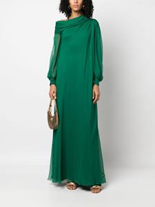 Alberta Ferretti asymmetric long-sleeved gown - Groen