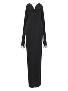 Saint Laurent strapless glove-sleeve maxi dress - Zwart