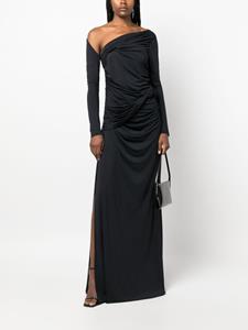 Rokh asymmetric ruched maxi dress - Zwart