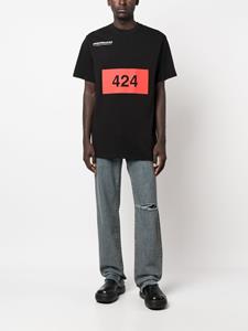 424 T-shirt met print - Zwart