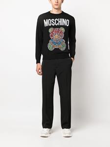 Moschino intarsia-knit logo virgin wool jumper - Zwart