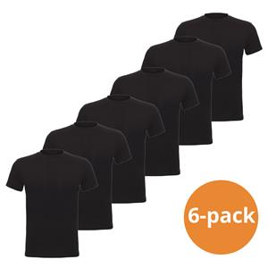 Cavello Basic T-Shirts Zwart Ronde Hals 6-pack-M