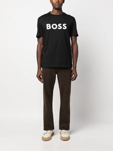 BOSS logo-print cotton T-shirt - Zwart