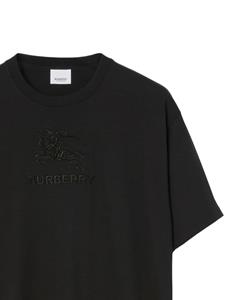 Burberry logo-embroidered cotton T-shirt - Zwart