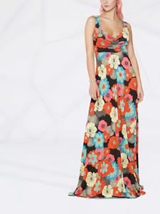 La DoubleJ Maxi-jurk met bloemenprint - Zwart