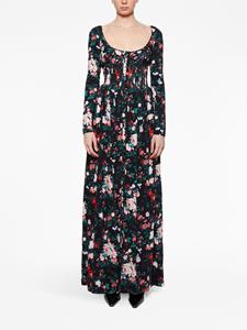 Rabanne Maxi-jurk met roosprint - Zwart