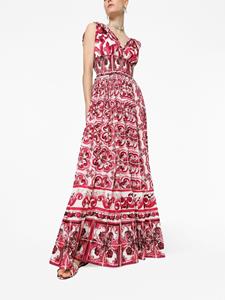 Dolce & Gabbana Maxi-jurk met Majolica-print - Rood