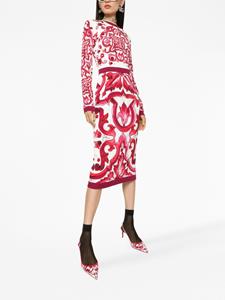 Dolce & Gabbana Kokerjurk met print - Rood