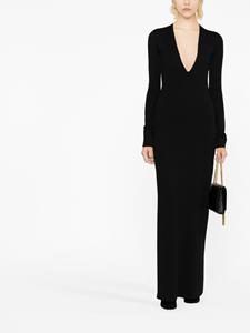 Saint Laurent Maxi-jurk met watervalhals - Zwart