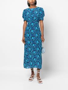 Saloni graphic-print silk maxi dress - Blauw