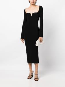 Galvan London Ribgebreide midi-jurk - Zwart
