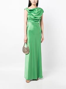 Paris Georgia Davie asymmetric draped satin gown - Groen