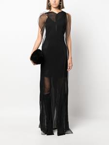 Victoria Beckham semi-sheer sleeveless maxi dress - Zwart
