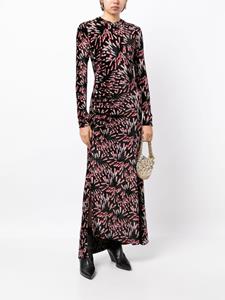 Rabanne graphic-print velvet maxi dress - Zwart