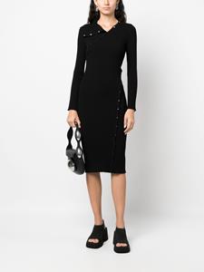 Courrèges multi styling ribbed knit dress - Zwart