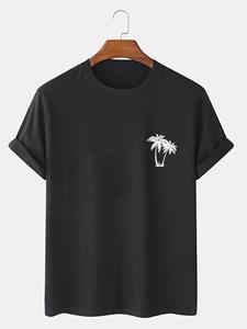 ChArmkpR Mens 100% Cotton Coconut Tree Chest Print Holiday Short Sleeve T-Shirts