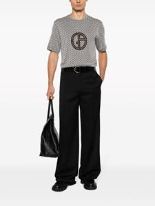 Giorgio Armani logo-embroidered zigzag T-shirt - Zwart
