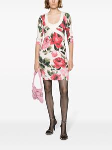 Blugirl floral intarsia-knit V-neck dress - Wit