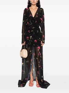 ROTATE floral-print V-neck maxi dress - Zwart