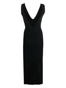 Róhe V-neck ribbed-knit dress - Zwart