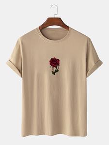 ChArmkpR Mens Rose Graphics 100% Cotton Casual Short Sleeve T-Shirt