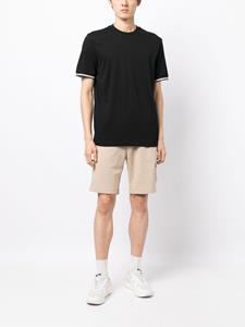 BOSS stripe-trim cotton T-shirt - Zwart