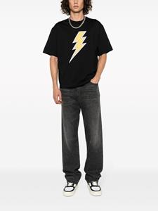 Neil Barrett Thunderbolt-embroidered cotton T-shirt - Zwart