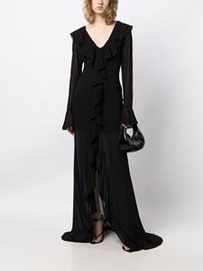 De La Vali Tangerine chiffon ruffle-detail gown - Zwart