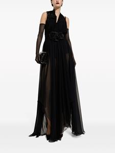 Dolce & Gabbana floral-detail pleated silk dress - Zwart