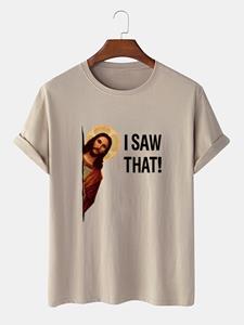 ChArmkpR Mens Funny Jesus Slogan Print Cotton Short Sleeve T-Shirts
