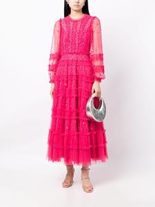 Needle & Thread sequinned semi-sheer maxi dress - Roze