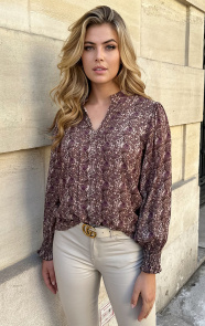 The Musthaves V-Hals Blouse Met Bloemenprint Taupe