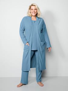 TruYou Badjas van comfortabele jersey met structuur  Rookblauw