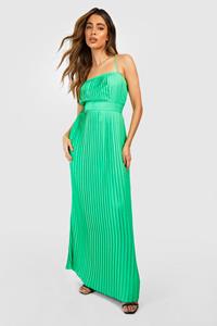 Boohoo Geplooide Midaxi Jurk, Bright Green