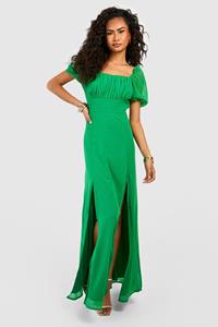 Boohoo Dobby Rouched Bust Maxi Dress, Green