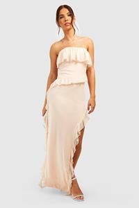 Boohoo Strapless Maxi Jurk Met Ruches, Blush