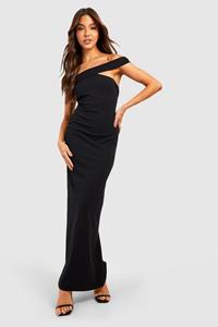 Boohoo Asymmetrische Maxi Jurk Met Open Schouders, Black