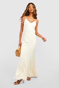 Boohoo Maxi Jurk Met Bandjes, Cream