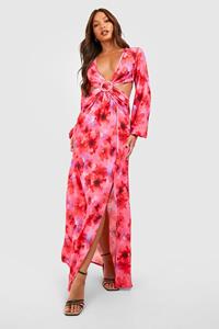 Boohoo Tall Bloemen Maxi Jurk Met Uitsnijding, Pink