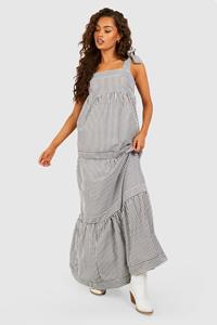 Boohoo Gestreepte Maxi Jurk Met Laagjes, Stone