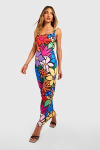 Boohoo Bloemen Maxi Jurk Met Vierkante Hals, Multi