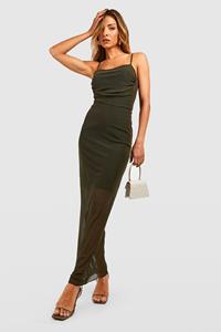 Boohoo Mesh Maxi Jurk, Olive